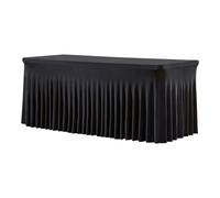 Gonna Per Tavolo Da Festa,Gonna Scrivania Matrimonio | Tavolo Plissettata Con Volant 180 Cm Nero Per Banchetto Compleanno Baby Shower Natale Halloween e Altro