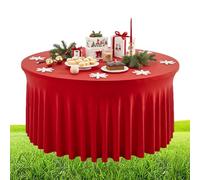 Gonna Per Tavolo - Tovaglia Rotonda A Pieghi 1.83 M 2.74 M Feste | Copritavolo Rosso Elegante | Decorazioni Sottotovaglia Per Matrimonio Baby Shower Compleanno Banchetto Buffet Riunioni Eventi