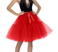 Gonna Performance da donna in tinta unita con stile cintura, abito corto fatto a mano, per il tempo libero attivo, Colore: rosso, Taglia unica