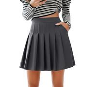 Gonna pieghevole 2026 con vita elasticizzata e tasche, minigonna casual in linea ad A, per l'estate e la vita quotidiana, abbigliamento comodo, fluente e femminile, grigio., 3XL