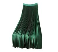 Gonna Plissettata Donna Midi Svasata Elegante Estiva Tinta Unita Elastica in Vita Mezza Gonne con Spacco da Spiaggia di Business alla Moda per Lavoro