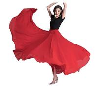 Gonna raso lunga Gonna da ballo for danza del ventre 720 gradi, gonna lunga donna, viola e oro tinta unita, for esercitarsi con la ballerina Gonna swing grande(Big Red,Skirt Length 95cm)