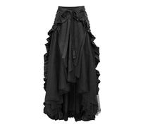 Gonna rinascimentale da donna con volant vittoriano, gotico, steampunk, linea ad A, lunga, per Halloween, cosplay, gonna, orlo in pizzo, a vita alta, linea ad A, maxi gonna da donna, A1 nero., L