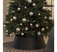 Gonna rotonda per albero di Natale, robusto e durevole, 23,1 cm di altezza 57,9 cm e diametro della base 71,1 cm, design intrecciato, 12 anelli in plastica per alberi artificiali o veri, nero