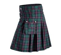 Gonna scozzese per adulti, kilt per costumi in maschera, feste a tema, Halloween o carnevale, kilt scozzese da uomo, con spalline e tasche, Verde, XL