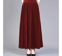 Gonna sottile in velluto a vita alta da donna, gonna lunga casual progettata per una versatilità tutto l'anno (M rosso vinaccia)