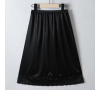 Gonna Sottoveste In Raso Di Seta Finta Con Pizzo Lunghezza 60cm