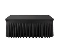Gonna Tavolo Pieghettata, Gonne Per Scrivania Matrimonio, Gonna Tavolo Plissettata Con Volant 180 Cm Nero Per Banchetto Compleanno Baby Shower Natale Halloween e Altro