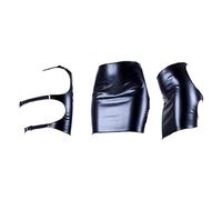 Gonna traforata nera in pelle stretch