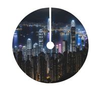 Gonna trapuntata per albero di Natale con stampa di Hong Kong, perfetta per proteggere il pavimento e decorazioni stagionali