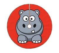 Gonna trapuntata per albero di Natale con stampa ippopotamo, perfetta per proteggere il pavimento e decorazioni stagionali