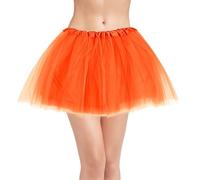 Gonna Tulle Arancia da Donna Elasticizzata a 3 Strati Gonnellino Danza Classica Gonne in Tulle Costume di Carnevale Festa Vacanza Danza Gonna da Corsa di Vestiti Anni 80 Halloween Tutu Donna Adulto