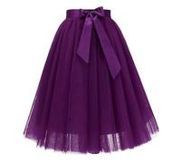 Gonna Tulle Donna Lunga Tutu con 3 Strati Irregolari a Glitter Tutù Linea A Leggero Elegante Sottogonna Strega Black Swan Costume Vintage Gonnellino Danza Classica per Carnevale Feste Party,Viola
