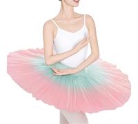 Gonna tutù da danza classica for donne, adolescenti e adulti, 7 strati, modello "Il lago dei cigni", gonna sfumata Per adulti(Pink and green,XL)