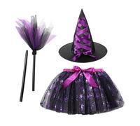 Gonna Tutù Halloween Costume da per Ragazze con Cappello e Scopa