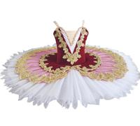 Gonna tutù per Abito da Balletto per Ragazze, Costume tutù per Balletto Il Lago dei Cigni Abiti da Festa Professionali per Ballerine di Pancake,Rosso,120