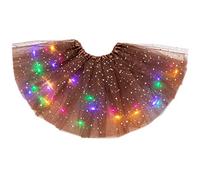 Gonna tutù per bambine, Gonna tutù illuminata a LED per bambine e bambine con stelle colorato e luminoso, a LED, per feste e danza, vestito da principessa, Vestito Balletto per (Brown, One Size)