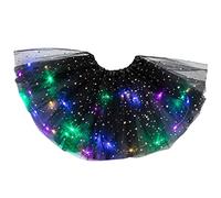 Gonna tutù per bambine, Gonna tutù illuminata a LED per bambine e bambine con stelle colorato e luminoso, a LED, per feste e danza, vestito da principessa, Vestito Balletto per (Black, One Size)