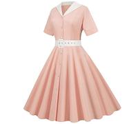 Gonna Vintage Anni 50 60 Audrey Hepburn Vestiti da Cocktail da Donna Elegante di Cotone Manica Corta