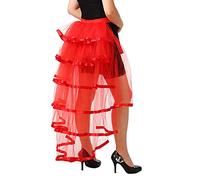 Gonna vittoriana Steampunk Bustle 6 Strati Tie-on Cintura Tulle Tutu Overskirt, E-Red, Taglia Unica