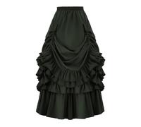 Gonna Vittoriana Steampunk da Donna- Maxi Gonna A Pieghe Midi Gonna Donna Punk Gotico Maxi Gonne Irregolare Gonna A Vita Alta in Pizzo con Volant A-Linea Lunghezza Ginocchia Pirata Gonne Lunghe