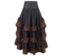 Gonna Vittoriana Steampunk da Donna Punk Gotico Gonna A Pieghe Gonna in Pizzo Vintage con Volant Taglie Forti Rinascimentale Maxi Gonna A Vita Alta Linea Ad A Gonna Lunga Arnevale, Feste,