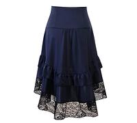 Gonna Vittoriana Steampunk da Donna Punk Gotico Gonna in Pizzo Vintage con Volant Regolabili Rinascimentale Maxi Gonna con Volant Vita Alta Linea Ad A Gonna Lunga Carnevale, Feste, Cosplay