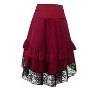 Gonna Vittoriana Steampunk da Donna Punk Gotico Gonna in Pizzo Vintage con Volant Regolabili Rinascimentale Maxi Gonna con Volant Vita Alta Linea Ad A Gonna Lunga Carnevale, Feste, Cosplay