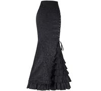 Gonna Vittoriana Steampunk Donna Gotica Vintage Decorativa a Sirena Con Lacci a Coda di Pesce