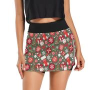 Gonne a vita alta da donna, controllo della pancia, icone classiche di Natale, fiocchi di neve, skort casual da donna, S-XXL, Icone classiche di Natale Fiocchi di neve, L