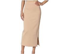 Gonne aderenti a matita da donna Gonna midi tinta unita estiva con design a fessura Gonna a vita alta slim casual I miei ordini Offerte di oggi 2025 Saldi Liquidazione, Beige, M
