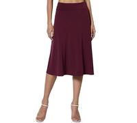 Gonne al ginocchio da donna UK con elastico in vita - gonne midi da donna UK - Colore base versatile elastico svasato casual pieghe minigonna da lavoro gonna a linea abiti estivi