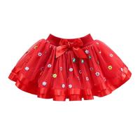 Gonne corte da bambina Primavera ed estate Gonne corte a rete gonfia Gonna da ragazza Bikini con gonna, Rosso, 3-4 Anni