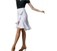Gonne da Ballo Latino da Donna per Competizione di Allenamento, Gonna da Ballo Latina con Volant Irregolari, Gonna da Ballo Corta con Fessura Alta Sexy per Rumba Samba Tango Jazz, White, XL