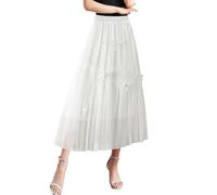 Gonne da donna 2026 Gonna a rete da donna con fiocco, gonna midi piegata, aree problematiche laminate cotone basic bianco maxi gonna, beige., S