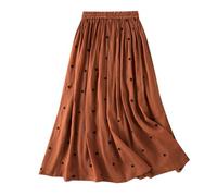 Gonne da donna Boheme in lino Gonna lunga da donna estiva fluida da spiaggia casual gonne a metà vita alta una linea gonna a pieghe in vita elastica sottoveste estiva leggera skirt svasata stampata a