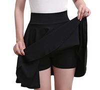 Gonne da donna con elastico in vita mini 'S casual plissettato A-Line Circle Skater gonna con pantaloncini sotto estate tinta unita gonna a pieghe abbigliamento sportivo estivo, Nero , 4XL