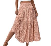 Gonne da donna estive comode a strati elastico a vita alta gonna lunga casual floreale stampato una linea midi gonne