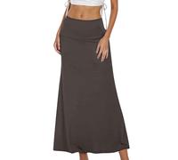 Gonne da donna estive fluida da spiaggia casual gonna lunga donna a vita alta una linea gonna a metà lunga tinta unita sottoveste boheme balze skirt pieghettato svasata estate leggera gonne a pieghe a