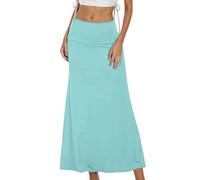 Gonne da donna estive fluida da spiaggia casual gonna lunga donna a vita alta una linea gonna a metà lunga tinta unita sottoveste boheme balze skirt pieghettato svasata estate leggera gonne a pieghe a