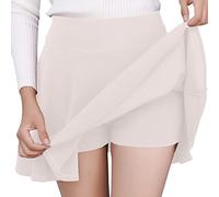 Gonne da donna Gonna a vita elasticizzata mini casual con pieghe, stile a-line, cerchio, skater, con pantaloncini sotto, gonna estiva a tinta unita, gonna pieghettata, abbigliamento sportivo estivo