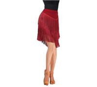 Gonne da Donna Latine Dae per Rumba Samba Tango Jazz, Gonna Classica da Donna A 3 Livelli con Frangia Dae per La Formazione Concorso Party Performae, Red, XXL