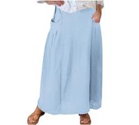 Gonne da donna UK Plus Size - Tasche estive Maxi gonne lunghe con elastico in vita, gonne casual da donna, i miei ordini Offerte di oggi 2025 Saldi, Azzurro, 4XL