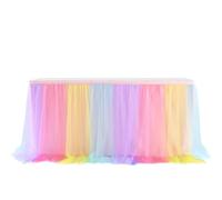 Gonne da tavolo for feste in tulle, tutù da sposa, tovaglie for rivelazione del sesso, feste di compleanno, decorazioni for la casa(Rainbow,6FT 77x183cm)