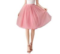 Gonne da trekking da donna, in tulle, sottogonna corta, abito da ballo, abito da sera, in pelle scamosciata, Colore: rosa., Taglia unica