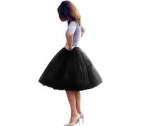 Gonne di Moda Della Signora Vestito Gonne Di Tulle Cocktail Gonne Gonna Danza Del Partito Prom una linea Gonne Donna Vintage Tulle Gonna Anni 50, Nero , 34