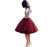 Gonne di Moda Della Signora Vestito Gonne Di Tulle Cocktail Gonne Gonna Danza Del Partito Prom una linea Gonne Donna Vintage Tulle Gonna Anni 50, Borgogna, 34