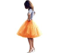 Gonne di Moda Della Signora Vestito Gonne Di Tulle Cocktail Gonne Gonna Danza Del Partito Prom una linea Gonne Donna Vintage Tulle Gonna Anni 50, Arancione, 38