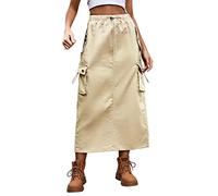 Gonne Donna Nera - Gonne Donna Estive Gonna Cargo in Denim con Design con Coulisse per l'industria Pesante