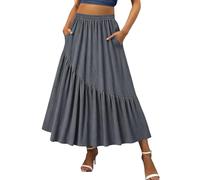 Gonne estive casual da donna gonna midi alla moda UK con tasche elastico in vita da donna fluida gonna lunga a vita alta gonna a pieghe 2026 vacanza uso quotidiano stile 017